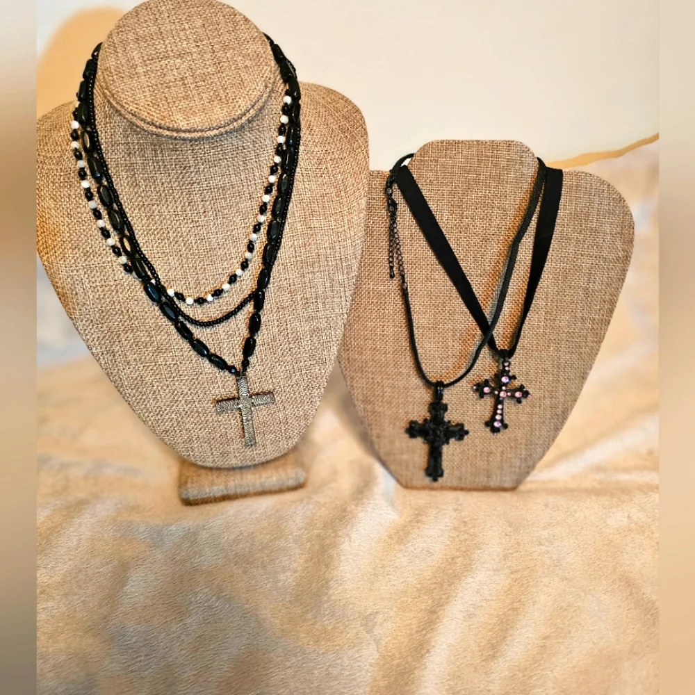 Beaded & Rhinestone Cross Necklaces